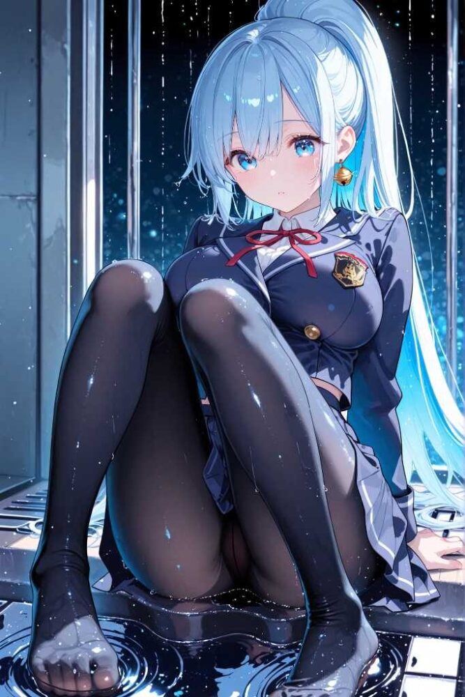 黒パンストの美脚女子高生