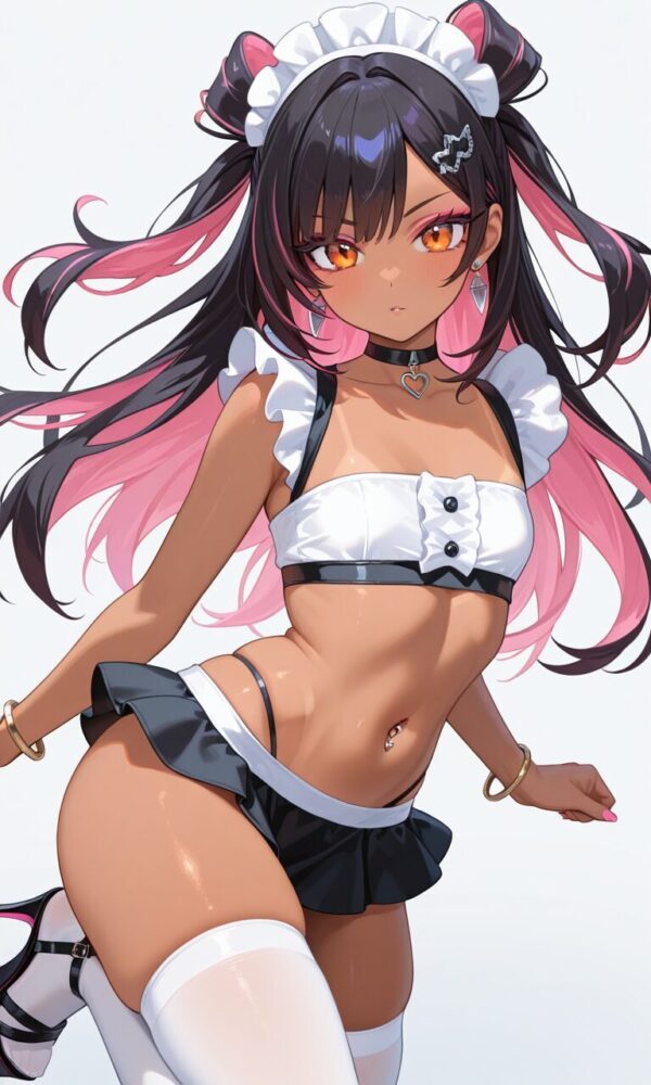 貧乳黒ギャルメイド