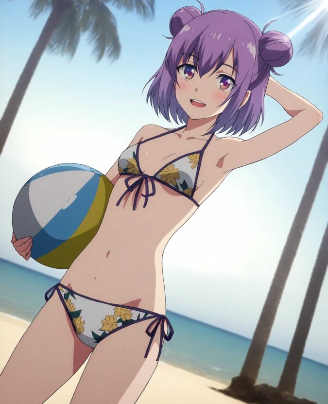 スレンダー美少女がビキニで脇みせ