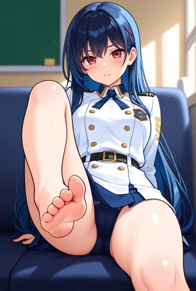制服女子高生の足の裏